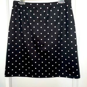 Talbots black and white polka dot skirt
